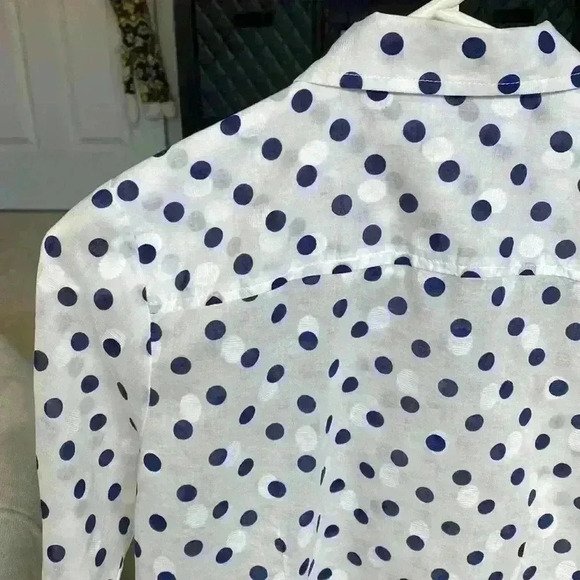 KAREN SCOTT petite POLKA DOT button down SHIRT TOP - Picture 7 of 9